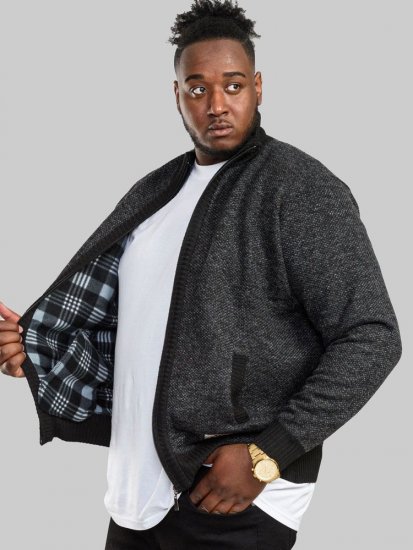 D555 Cavendish Black Jumper With Bonded Fleece Lining And Pocket - Sweaters & hoodies - Sweaters & Hoodies Grote Maten Heren