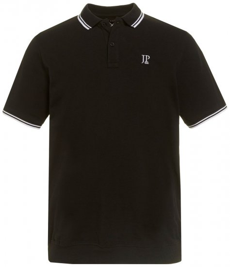 JP1880 802789 Poloshirt met witte contrastkraag Zwart - Polo shirts - Grote Maten Poloshirts Heren