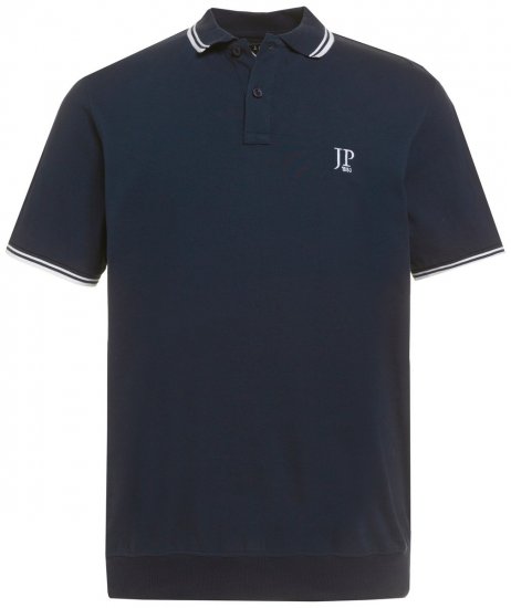JP1880 802789 Poloshirt met witte contrastkraag Donkerblauw - Polo shirts - Grote Maten Poloshirts Heren