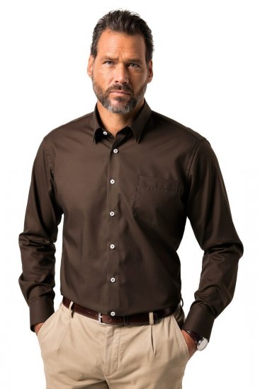 JP1880 Shirt Business Long Sleeve Brown - Hemden - Overhemden Grote Maten Heren