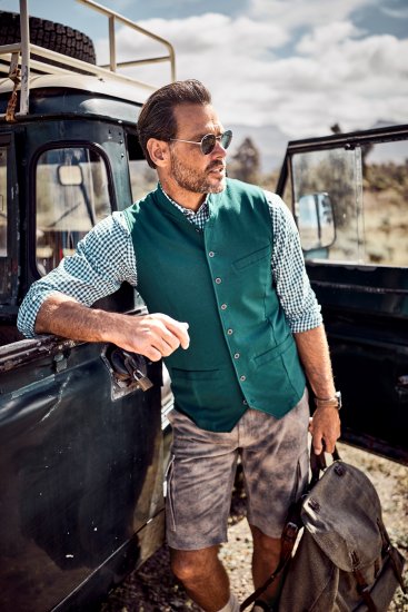JP1880 Mottled Stretch Knit Stand-up Collar Vest Turquoise Blue - JP1880 - JP1880 Grote Maten Herenkleding