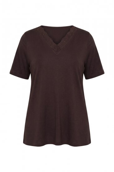 Ulla Popken 806944 Pyjama met korte mouwen Bruin - Pyjama's en Loungewear - 