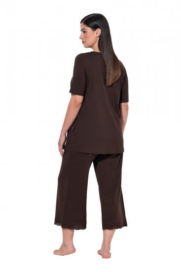 Ulla Popken 806944 Pyjama met korte mouwen Bruin - Pyjama's en Loungewear - 