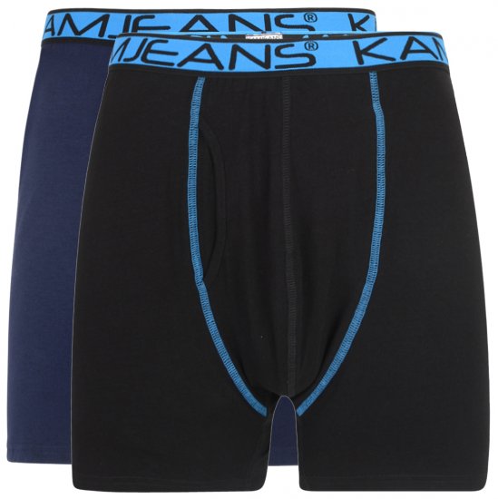 Kam Jeans Boxershorts Black and Navy 2-Pack - Ondergoed & zwem - Grote Maten Ondergoed Heren