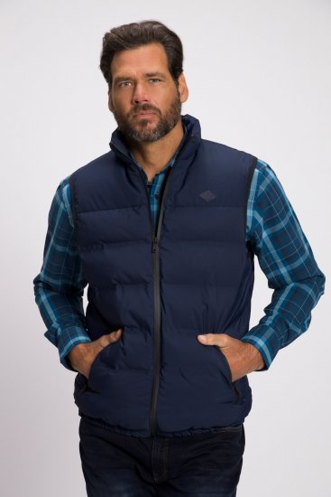 JP1880 Quilted Gilet Stand-up Collar Navy - Jassen - Grote Maten Herenjassen