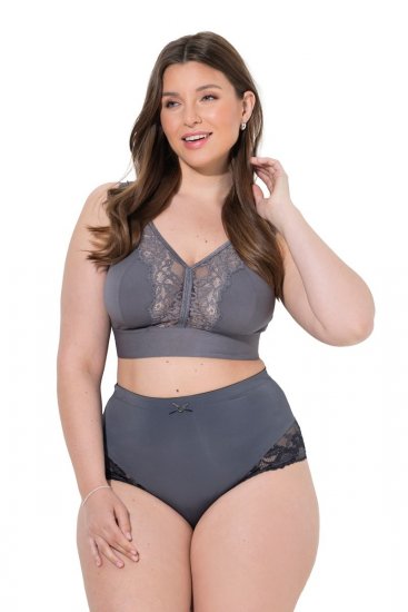 Ulla Popken 809385 Corrigerende slip met kant Antraciet - Shapewear - 