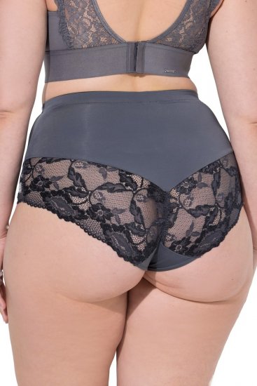 Ulla Popken 809385 Corrigerende slip met kant Antraciet - Shapewear - 