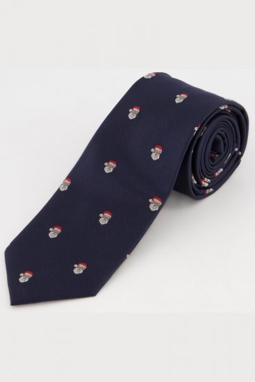 JP1880 811267 Zijden stropdas met kerstmotief Donkerblauw - Stropdassen en vlinderdassen - 