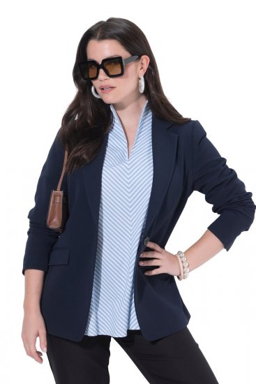 Ulla Popken 811944 Klassieke blazer Donkerblauw - Blazers - Damesblazers in grote maten