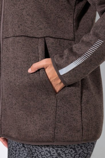 Ulla Popken 812880 Gebreide fleecejas met teddyfleece Taupe - Fleecekleding - 