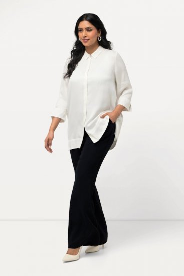 Ulla Popken 813306 Wijde pantalon met elastische taille Donkerblauw - Stoffen broeken - Dames wijde broeken in grote maten