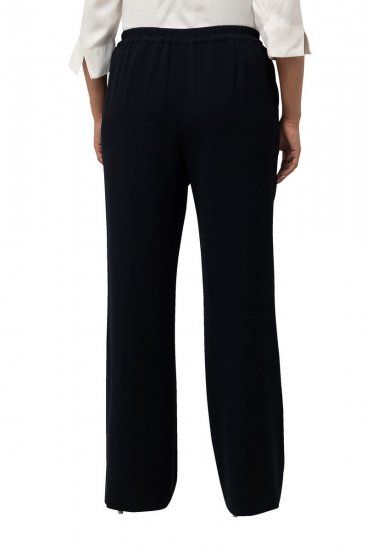 Ulla Popken 813306 Wijde pantalon met elastische taille Donkerblauw - Stoffen broeken - Dames wijde broeken in grote maten