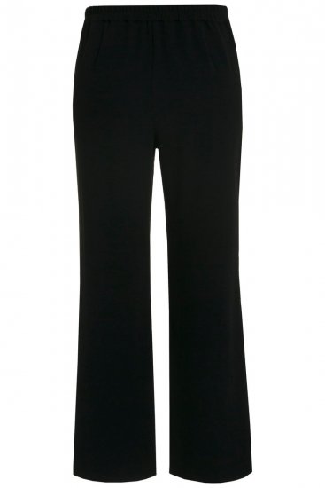 Ulla Popken 813306 Wijde pantalon met elastische taille Zwart - Stoffen broeken - Dames wijde broeken in grote maten