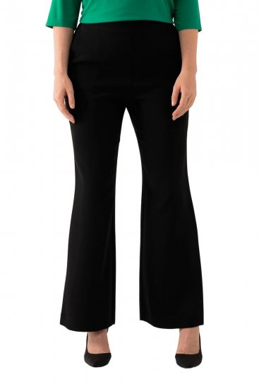 Ulla Popken 813306 Wijde pantalon met elastische taille Zwart - Stoffen broeken - Dames wijde broeken in grote maten