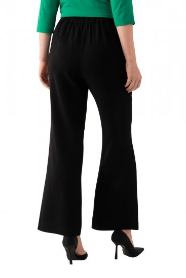 Ulla Popken 813306 Wijde pantalon met elastische taille Zwart - Stoffen broeken - Dames wijde broeken in grote maten