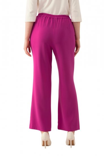 Ulla Popken 813306 Wijde pantalon met elastische taille Magenta - Stoffen broeken - Dames wijde broeken in grote maten