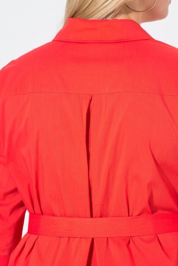 Ulla Popken 815217 A-lijn blousejurk met strikceintuur Roze - Midi jurken - Midi-jurken in grote maten