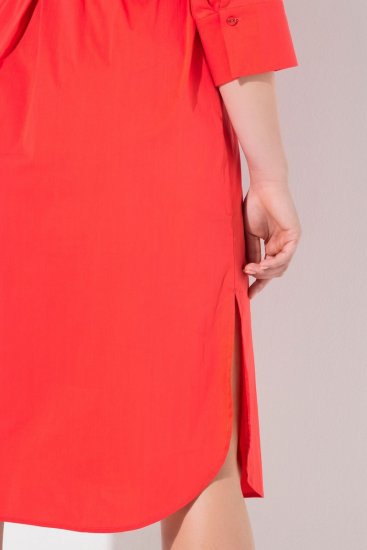 Ulla Popken 815217 A-lijn blousejurk met strikceintuur Roze - Midi jurken - Midi-jurken in grote maten