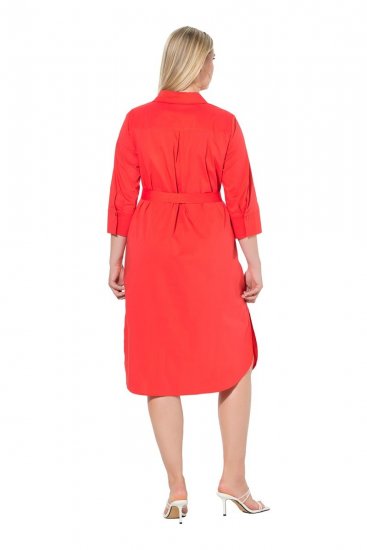 Ulla Popken 815217 A-lijn blousejurk met strikceintuur Roze - Midi jurken - Midi-jurken in grote maten