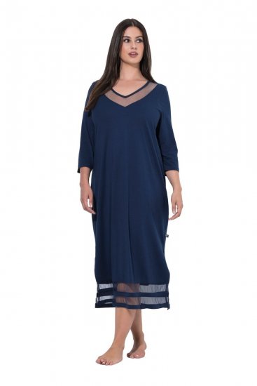 Ulla Popken 815333 Nachthemd Donkerblauw - Nachthemden - 