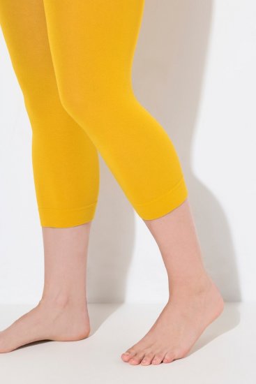 Ulla Popken 815580 3/4 panty legging met dijbescherming 80 den Mosterdgeel - Panty's & sokken - 