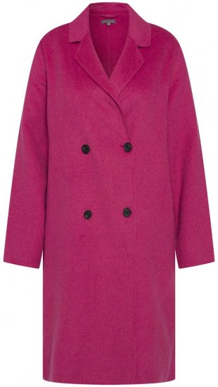 Ulla Popken 816744 Double-breasted jas met wollook Roze - Jassen - Grote maten dames jassen