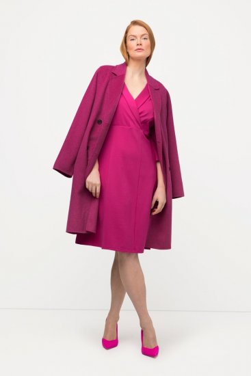 Ulla Popken 816744 Double-breasted jas met wollook Roze - Jassen - Grote maten dames jassen