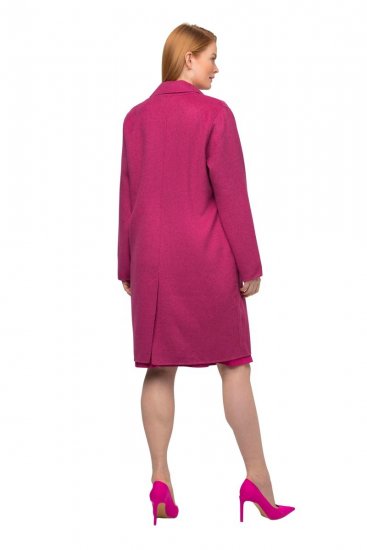 Ulla Popken 816744 Double-breasted jas met wollook Roze - Jassen - Grote maten dames jassen
