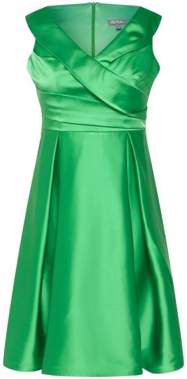 Ulla Popken 817135 A-lijn avondjurk met V-hals Groen - Avondjurken - Grote maten avondkleding