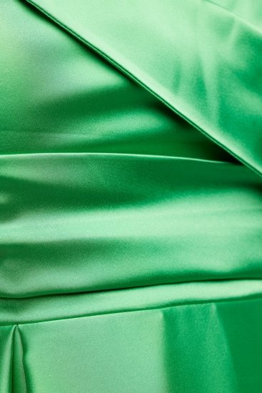 Ulla Popken 817135 A-lijn avondjurk met V-hals Groen - Avondjurken - Grote maten avondkleding