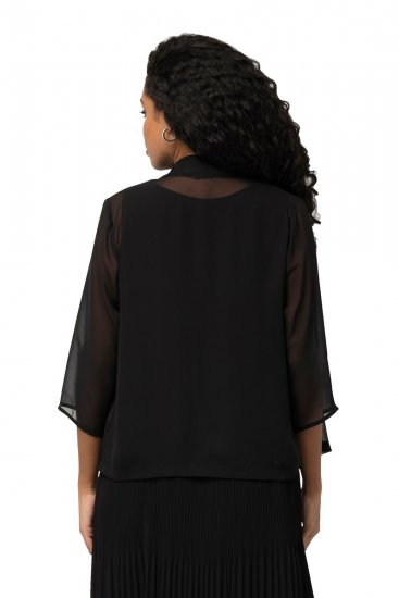 Ulla Popken 817211 Oversized chiffon jas met sjaalkraag Zwart - Jassen - Grote maten jassen voor dames
