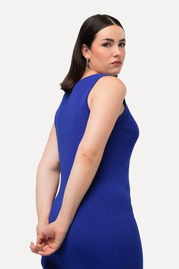Ulla Popken 817591 Gebreide jurk met V-hals Blauw - Gebreide jurken - 