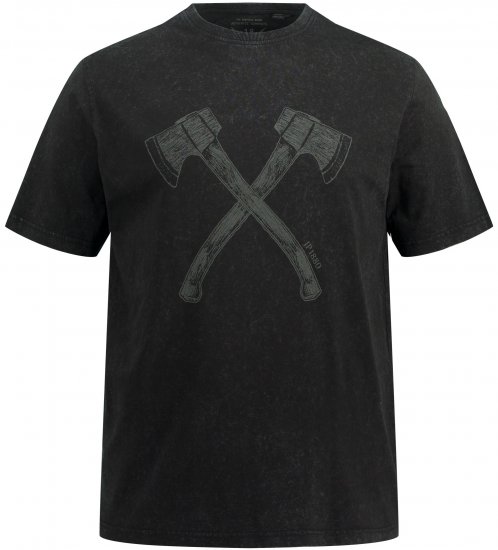 JP1880 Double Axe Design & Vintage Look T-Shirt Black - T-shirts - Grote Maten T-shirts Heren