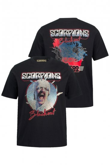 JP1880 Scorpions Blackout Graphic Comfort Fit Band T-Shirt Black - T-shirts - Grote Maten T-shirts Heren
