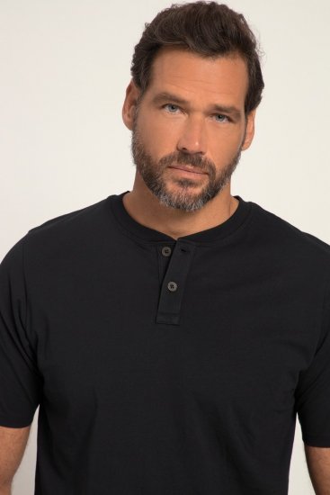 JP1880 818628 Henley T-shirt met buikpasvorm Zwart - T-shirts - Grote Maten T-shirts Heren