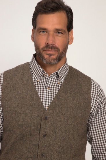 JP1880 Vest Tweed Wool Blend Traditional Light Brown - Pakken - Grote Maten Kostuum Heren