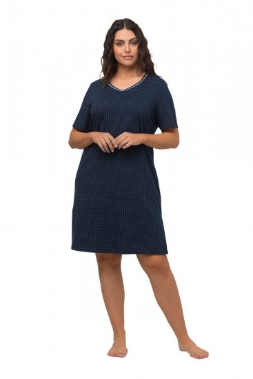 Ulla Popken 819289 Nachthemd met korte mouwen 2-pack Donkerblauw - Nachthemden - 