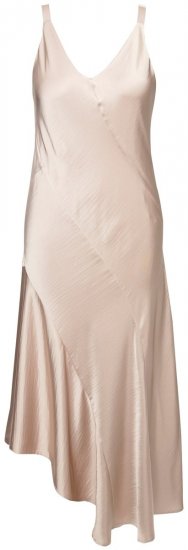Ulla Popken 820341 Mouwloze satijnen jurk Taupe - Avondjurken - Grote maten avondkleding