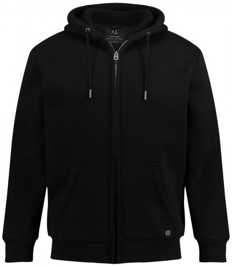 JP1880 820464 Hoodie jack met teddyvoering Zwart - Sweaters & hoodies - Sweaters & Hoodies Grote Maten Heren