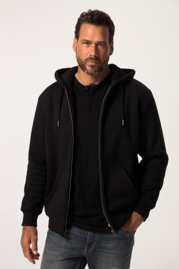 JP1880 820464 Hoodie jack met teddyvoering Zwart - Sweaters & hoodies - Sweaters & Hoodies Grote Maten Heren