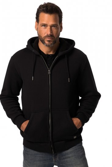 JP1880 820464 Hoodie jack met teddyvoering Zwart TALL - TALL sweatshirts - TALL sweatshirts voor lange mannen