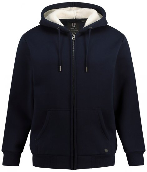 JP1880 820464 Hoodie jack met teddyvoering Donkerblauw - Sweaters & hoodies - Sweaters & Hoodies Grote Maten Heren