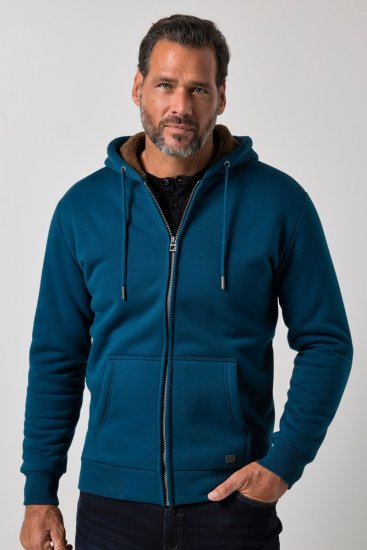JP1880 820464 Hoodie jack met teddyvoering Inktblauw TALL - TALL sweatshirts - TALL sweatshirts voor lange mannen