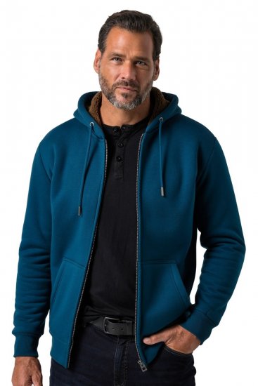 JP1880 820464 Hoodie jack met teddyvoering Inktblauw TALL - TALL sweatshirts - TALL sweatshirts voor lange mannen