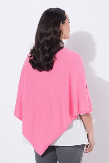 Ulla Popken 820512 Gebreide poncho van wolmix met V-hals Lichtroze - Poncho's & capes - 