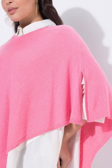 Ulla Popken 820512 Gebreide poncho van wolmix met V-hals Lichtroze - Poncho's & capes - 