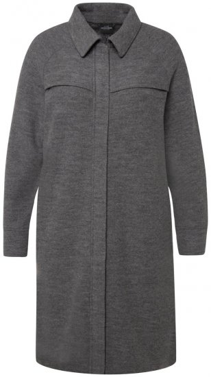 Ulla Popken 820516 Wollen jas Grijs gemêleerd - Jassen - Grote maten dames jassen