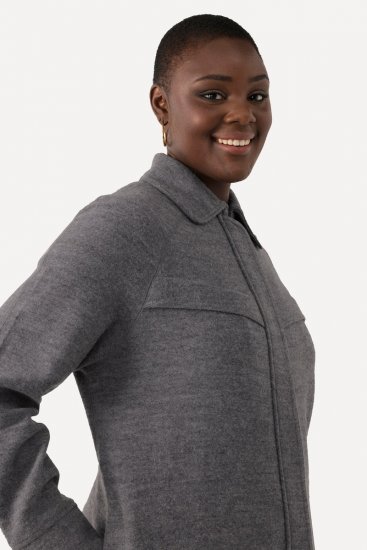 Ulla Popken 820516 Wollen jas Grijs gemêleerd - Jassen - Grote maten dames jassen