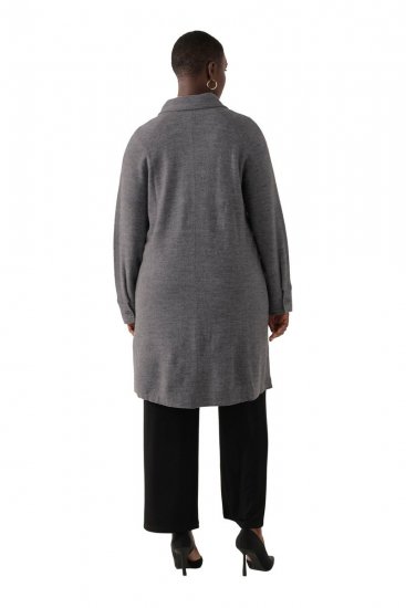 Ulla Popken 820516 Wollen jas Grijs gemêleerd - Jassen - Grote maten dames jassen