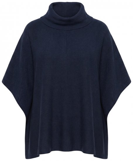 Ulla Popken 820620 Ponchotrui met col Donkerblauw - Poncho's & capes - 